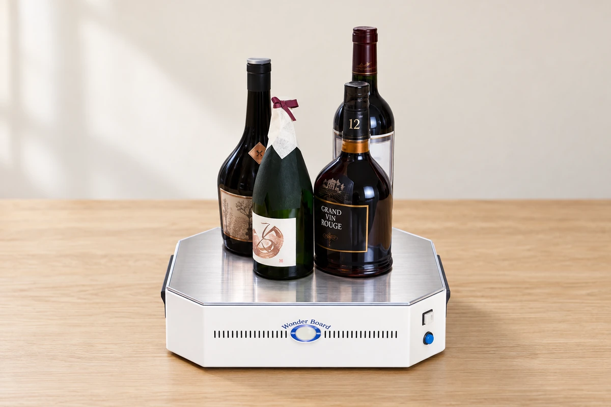RT-WB100に酒の瓶をのせた使用例